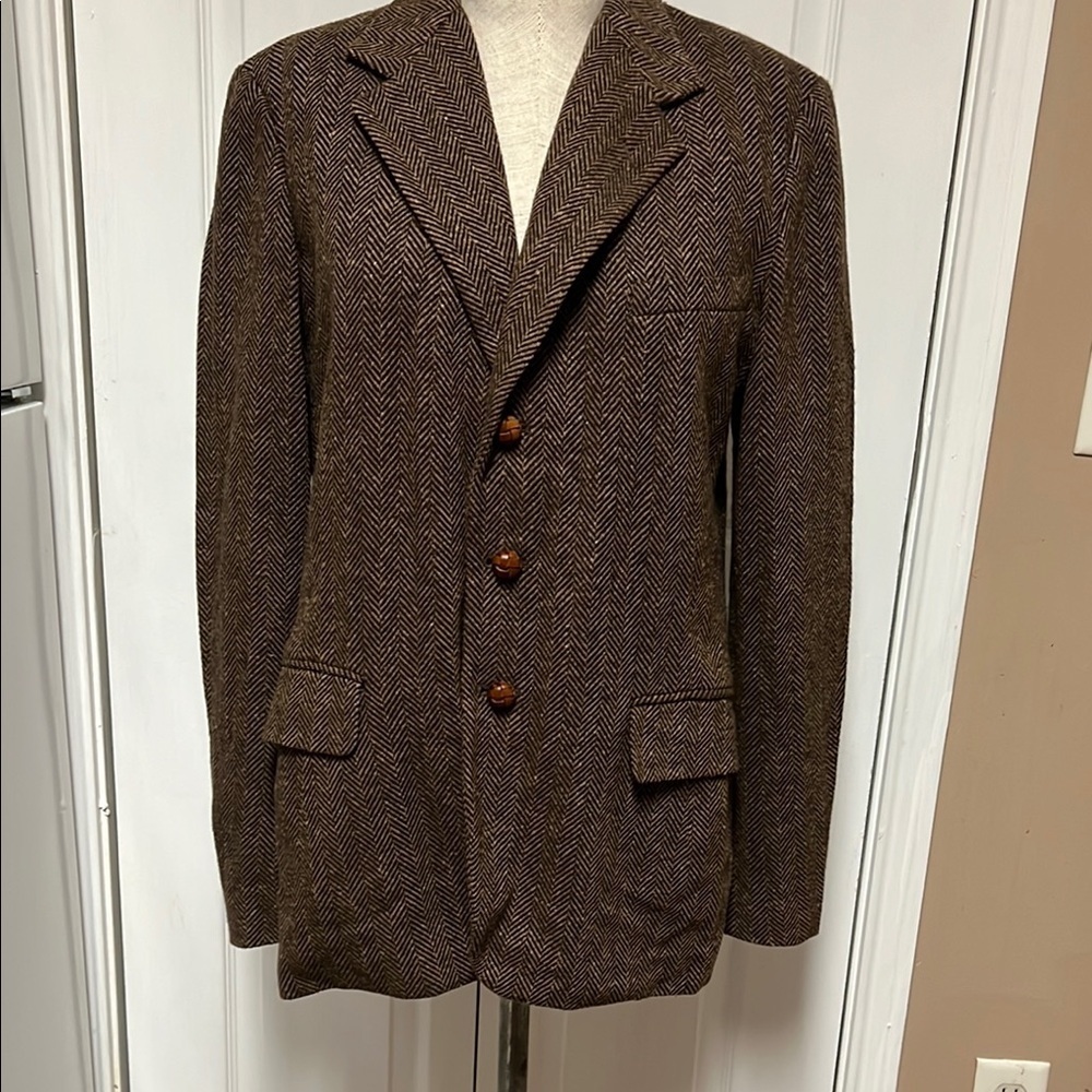 Ralph Lauren Brown Wool Blazer Classic Notched Lapel